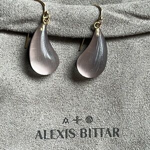 Alexis Bittar Lucite Dewdrop Earrings, Rose Grey, with Pouch!